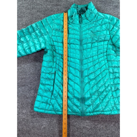 The North Face Thermoball Puffer Jacket Women XL Teal Green Quilted Full Zip - Picture 10 of 14